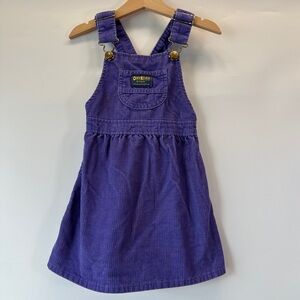 VTG OshKosh B’Gosh Girls Skirtall Purple Corduroy Overalls Toddler 4 Made in USA